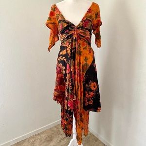 Vintage boho floral midi dress